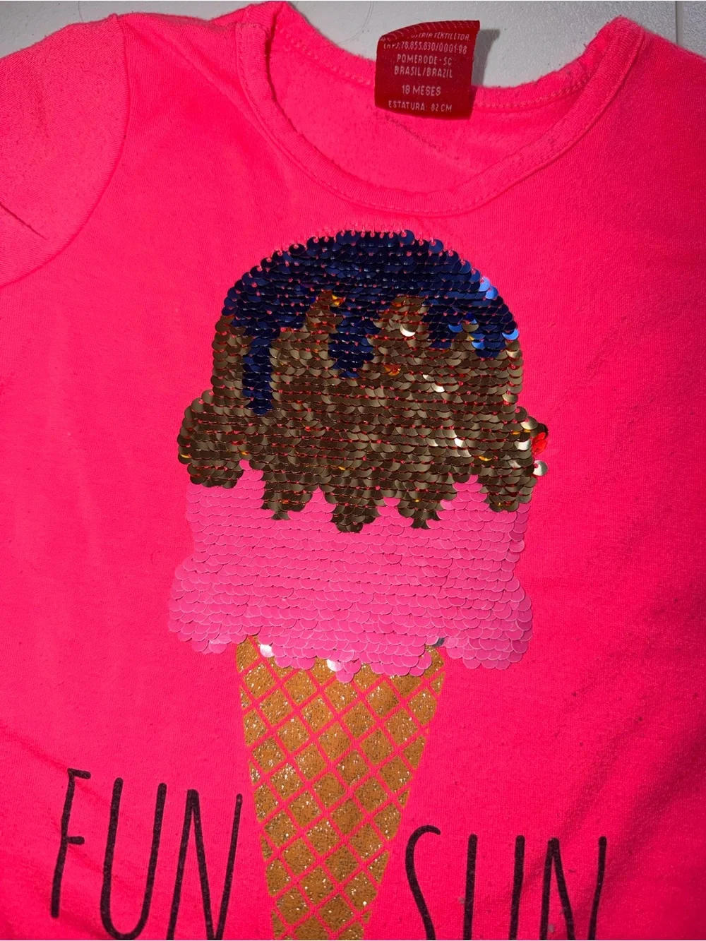 Kids Pink sequin ice cream graphic tee size 1 T0123